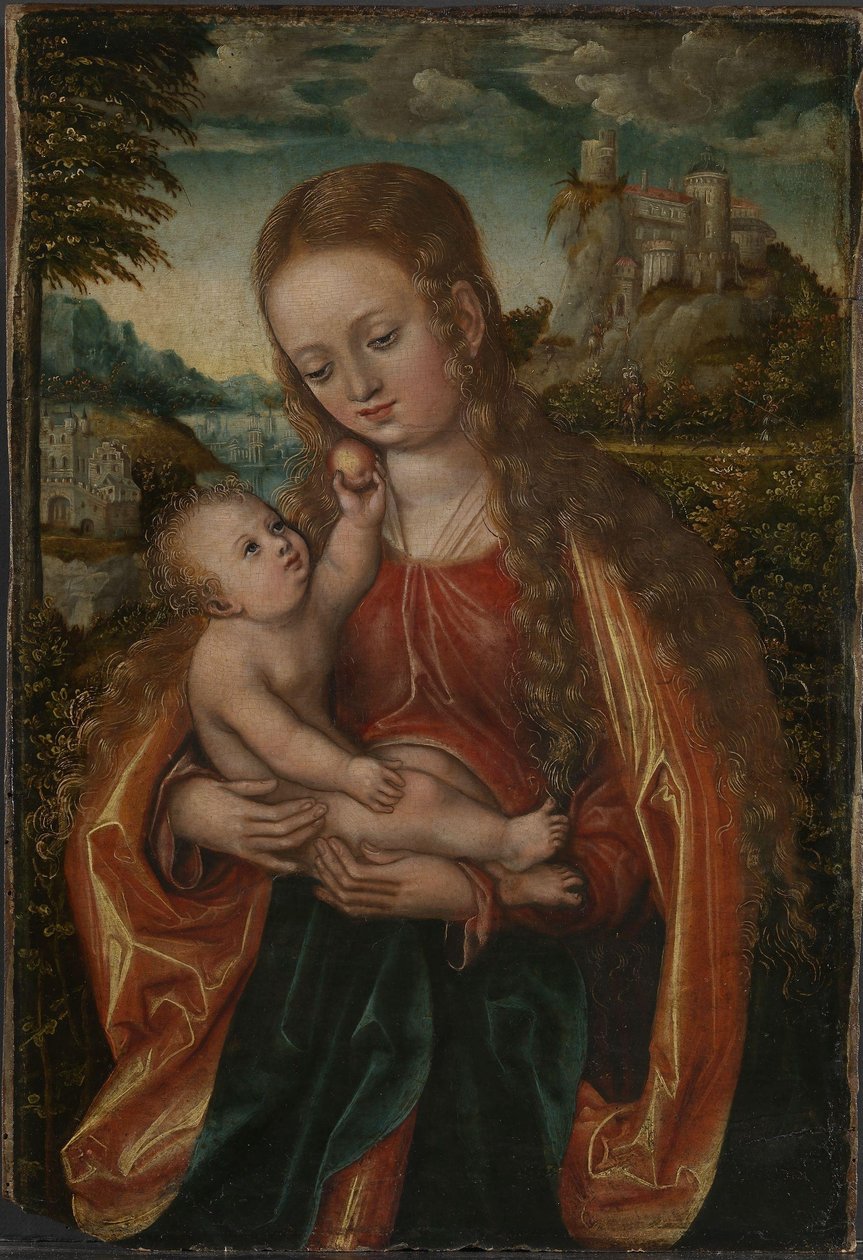 Dziewica z Dzieciątkiem, ok. 1518 r. (olej na drewnie) autorstwa Lucas the Elder (workshop of) Cranach