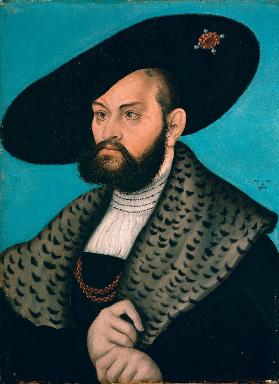 Albert de Brandebourg ( Albrecht von Brandenburg-Ansbach) (1490-1568) - Portret margrabiego Abrechta brandenburskiego-Ansbach, księcia pruskiego - Cranacha, Łukasza Starszego (1472-1553) - 1528 - Olej na drewnie - 50,6x37 , 3 - Muzeum Herzoga Antona Ulrich autorstwa Lucas the Elder Cranach