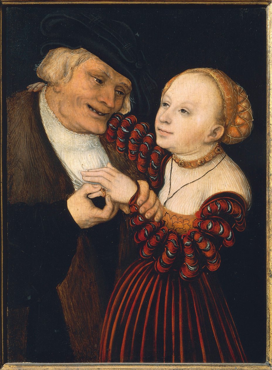 Austria, Wiedeń, Stary człowiek i młoda kobieta, ok. 1530 (olej na płótnie) autorstwa Lucas the Elder Cranach