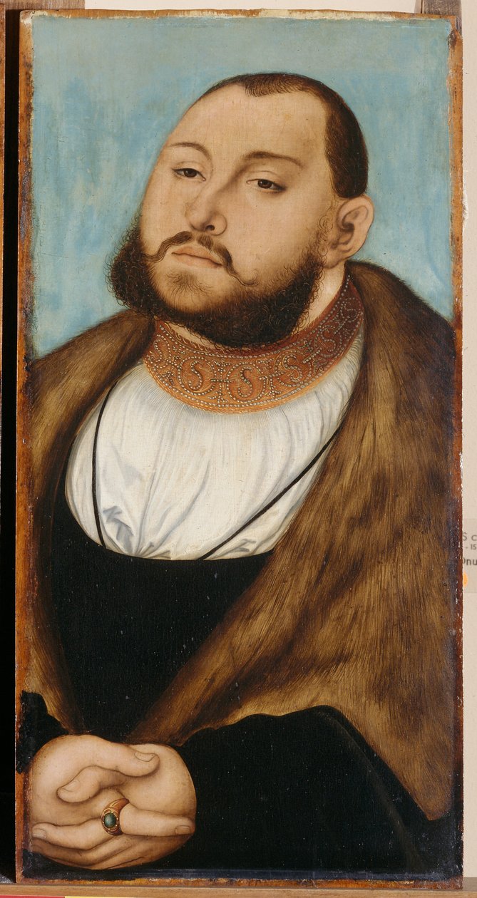 Jan Fryderyk I, elektor saski (1503-1554), przez Cranacha, Lucasa Starszego (1472-1553). Olej na drewnie autorstwa Lucas the Elder Cranach