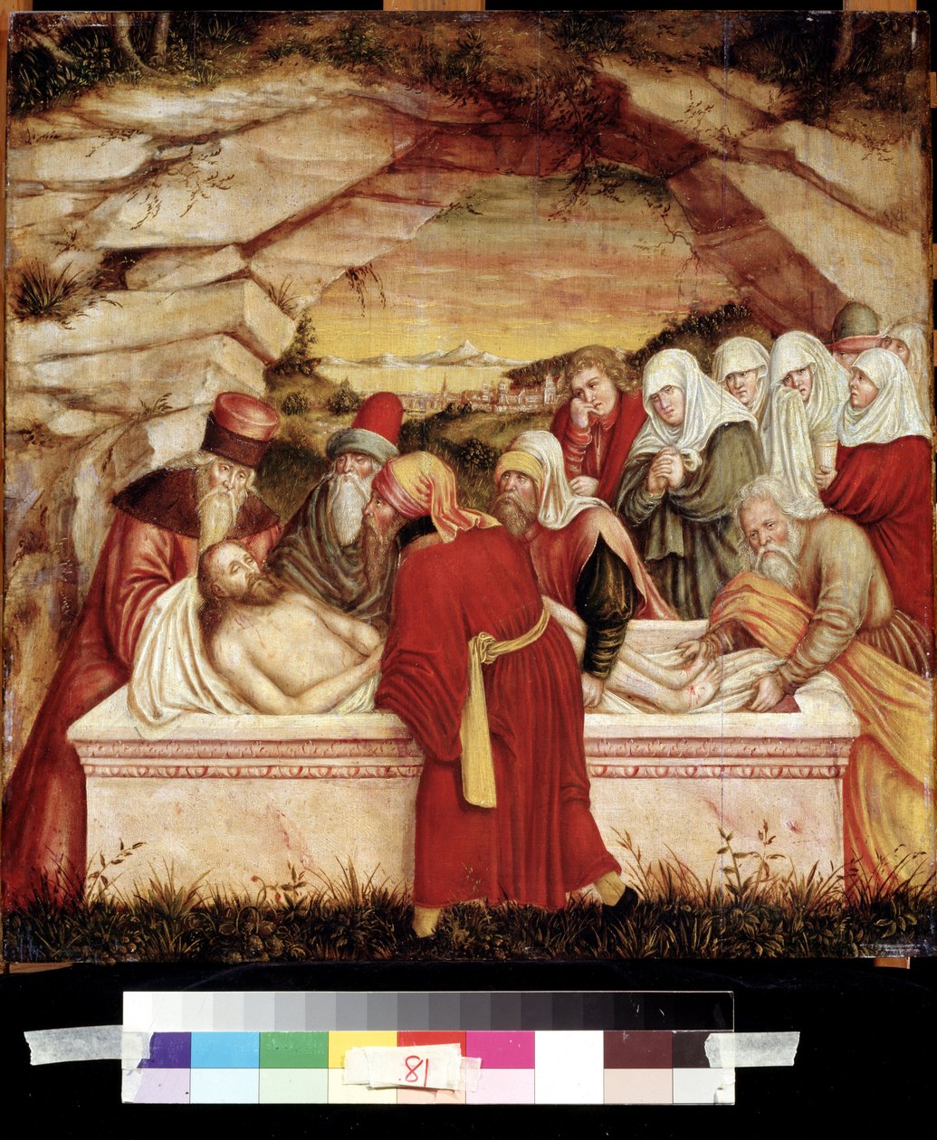 „La mise au tombeau” (Złożenie do grobu) Obraz na drewnie Lucasa Cranacha Starszego (1472-1553) XVI-wieczne Muzeum Puszkina, Moskwa autorstwa Lucas the Elder Cranach