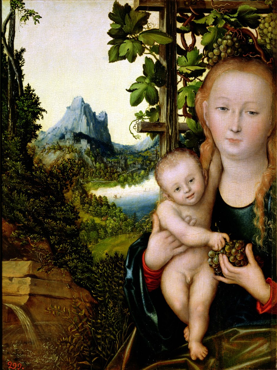 Madonna z Dzieciątkiem, ok.1525 (olej na drewnie) autorstwa Lucas the Elder Cranach