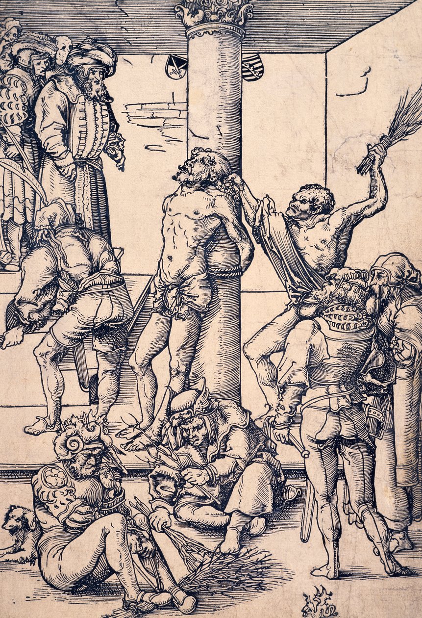 Męka Chrystusa: biczowanie, Lucas Cranach Starszy (1472-1553), drzeworyt autorstwa Lucas the Elder Cranach