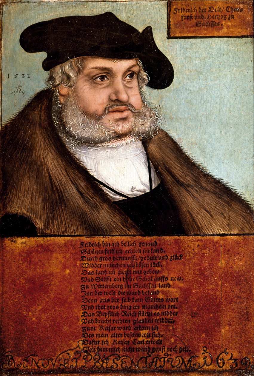 Portret Fryderyka III Mądrego, Wielkiego Elektora Saksonii (malarstwo) autorstwa Lucas the Elder Cranach