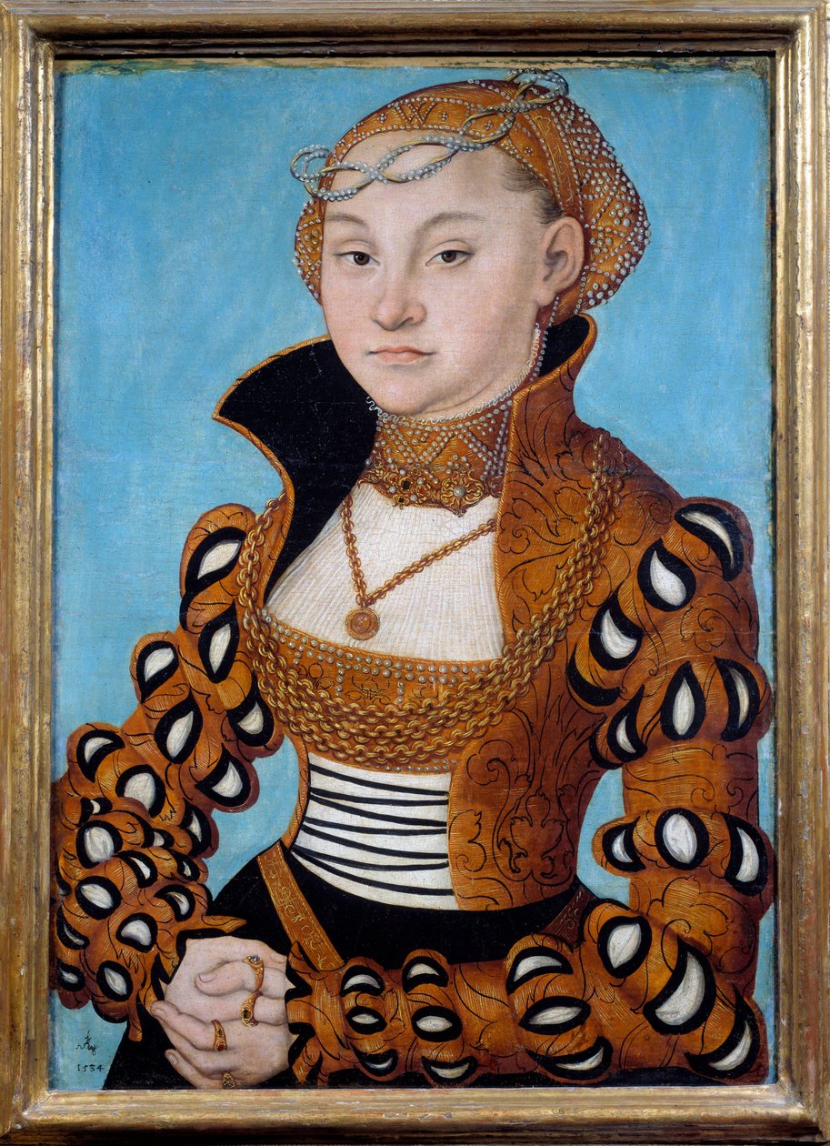 Portret szlachetnej saskiej damy. Obraz Lucasa Cranacha (1472-1553) autorstwa Lucas the Elder Cranach