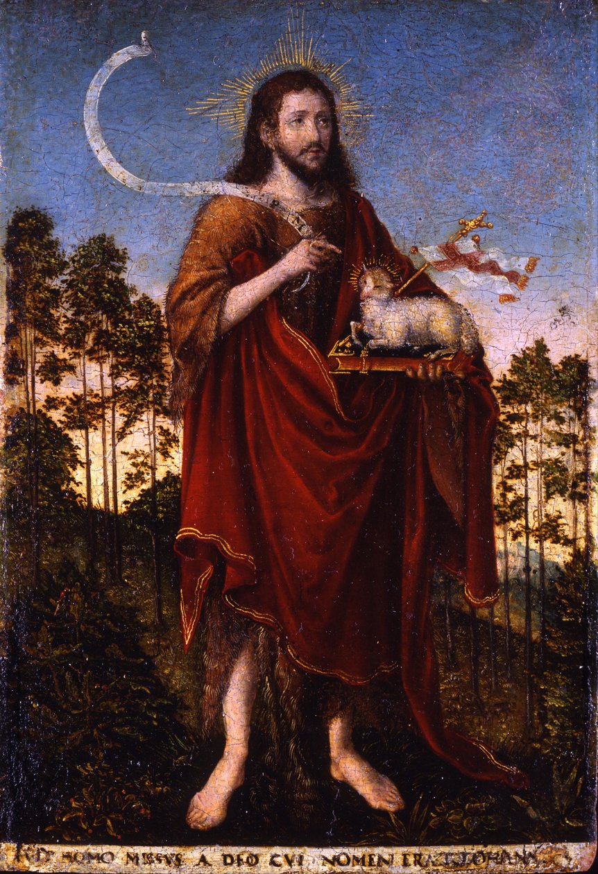 Święty Jan Chrzciciel - Cranach, Lucas, Starszy (1472-1553) - 1550-1552 - Olej na drewnie - 183x125 - Museo Poldi Pezzoli, Mediolan autorstwa Lucas the Elder Cranach