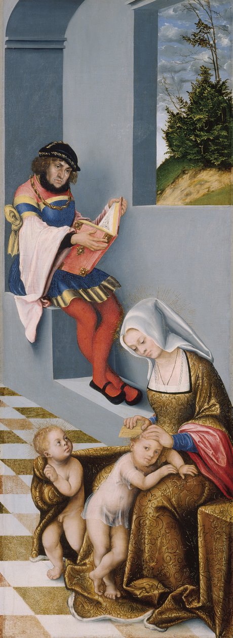 Panel prawy Świętego Pokrewieństwa (tzw. Ołtarz z Torgau). autorstwa Lucas the Elder Cranach