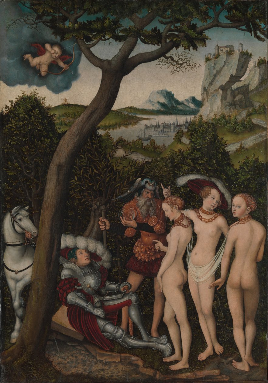 Sąd Paryski, ok. 1528 (olej na buku) autorstwa Lucas the Elder Cranach