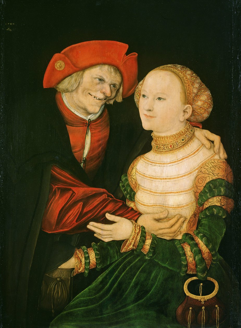 Nierówna para - Peinture de Lucas Cranach Starszy (1472-1553) - 1522 - Olej na drewnie - 84,5x63 - Muzeum Szepmuveszeti, Budapeszt autorstwa Lucas the Elder Cranach