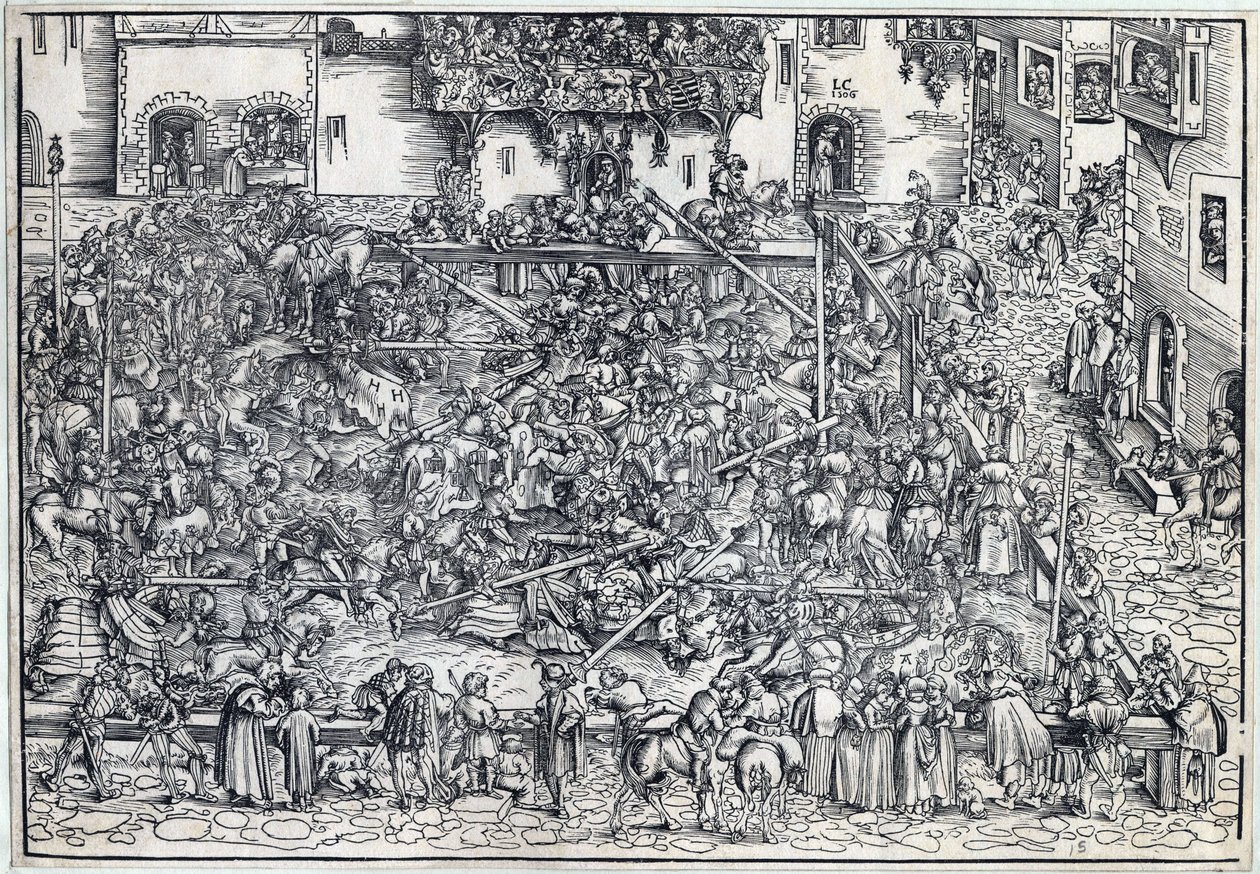 Tournoi - Turniej - Cranach, Lucas, Starszy (1472-1553) - 1509 - Drzeworyt - 26,4x38 - Kolekcja prywatna autorstwa Lucas the Elder Cranach
