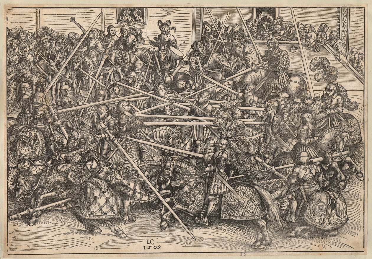 Tournoi - Turniej - Cranach, Lucas, Starszy (1472-1553) - 1509 - Drzeworyt - 29,5x42,5 - Kolekcja prywatna autorstwa Lucas the Elder Cranach