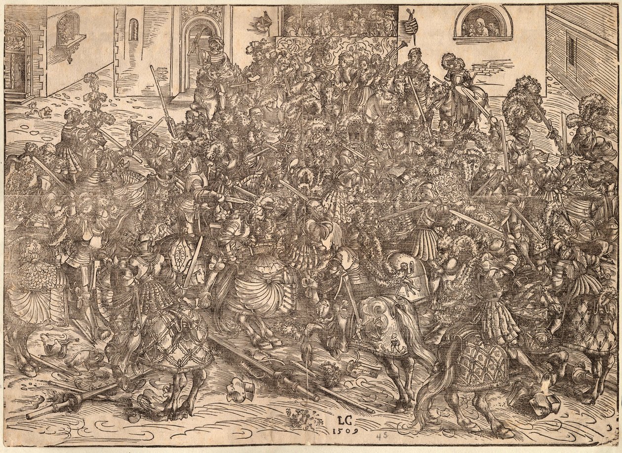 Tournoi - Turniej - Cranach, Lucas, Starszy (1472-1553) - 1509 - Drzeworyt - 29,9x41,5 - Kolekcja prywatna autorstwa Lucas the Elder Cranach