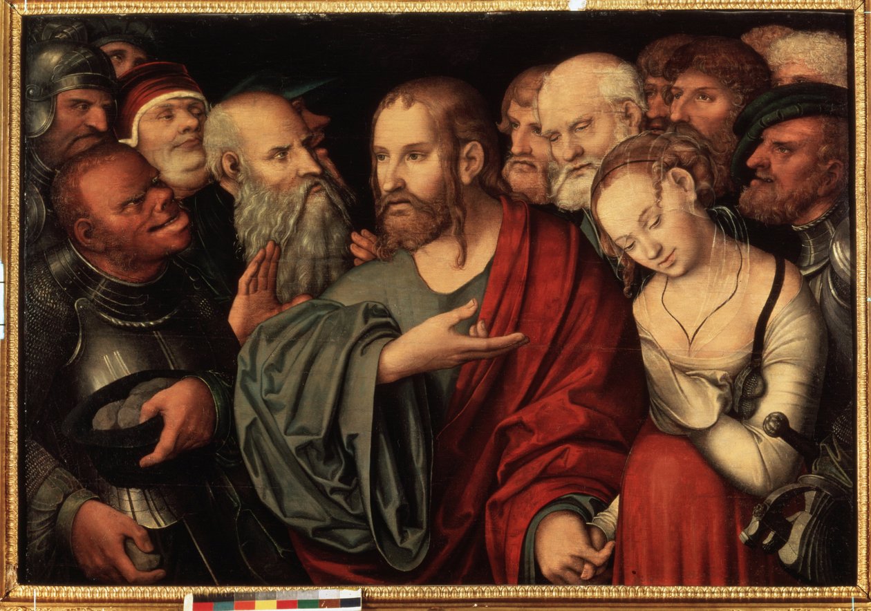 Chrystus i niewiasta przyłapana na cudzołóstwie, po 1532 (olej na drewnie) autorstwa Lucas the Younger Cranach