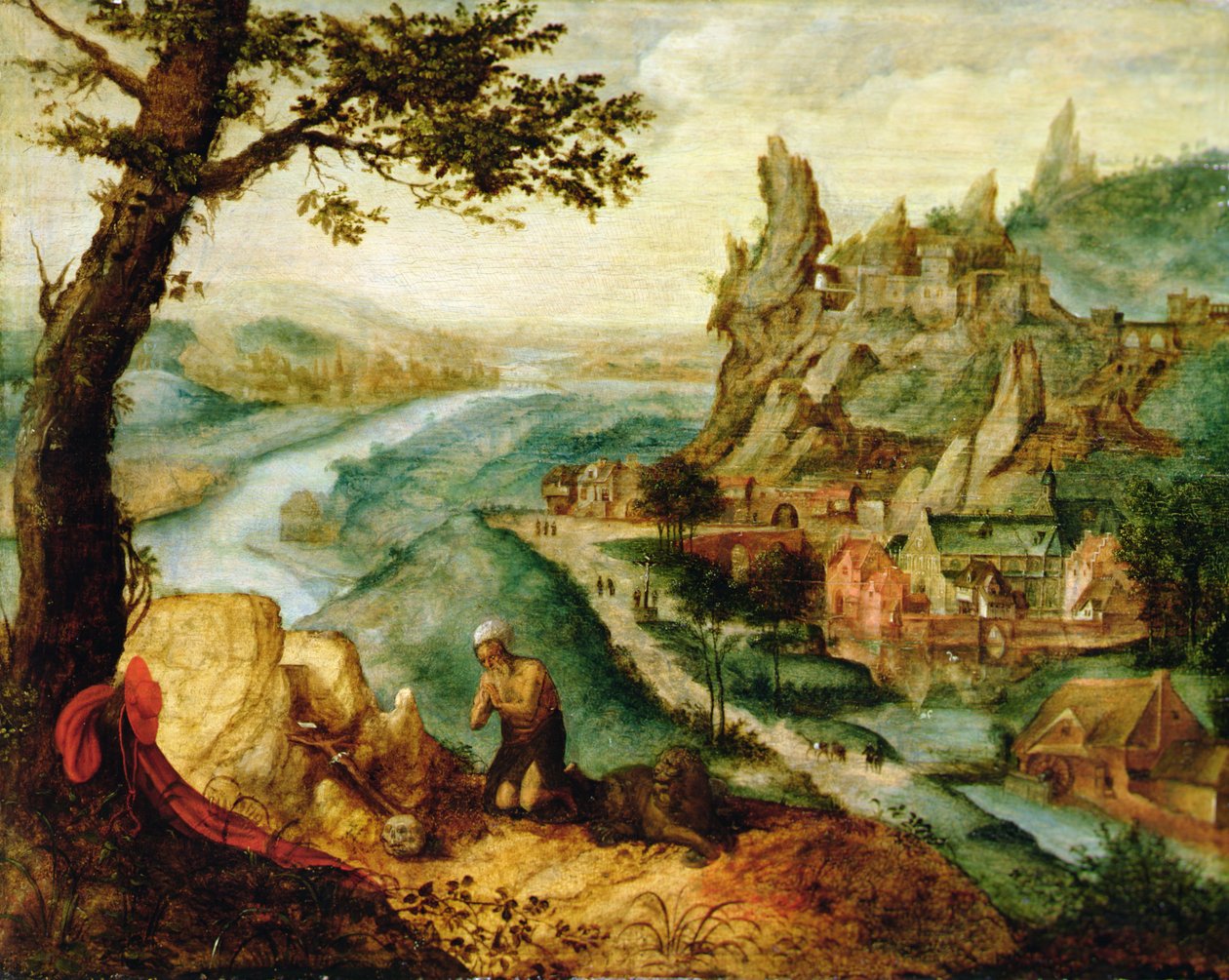 Święty Hieronim w pejzażu (olej na drewnie) autorstwa Lucas van (c.1490 c.1570) Gassel
