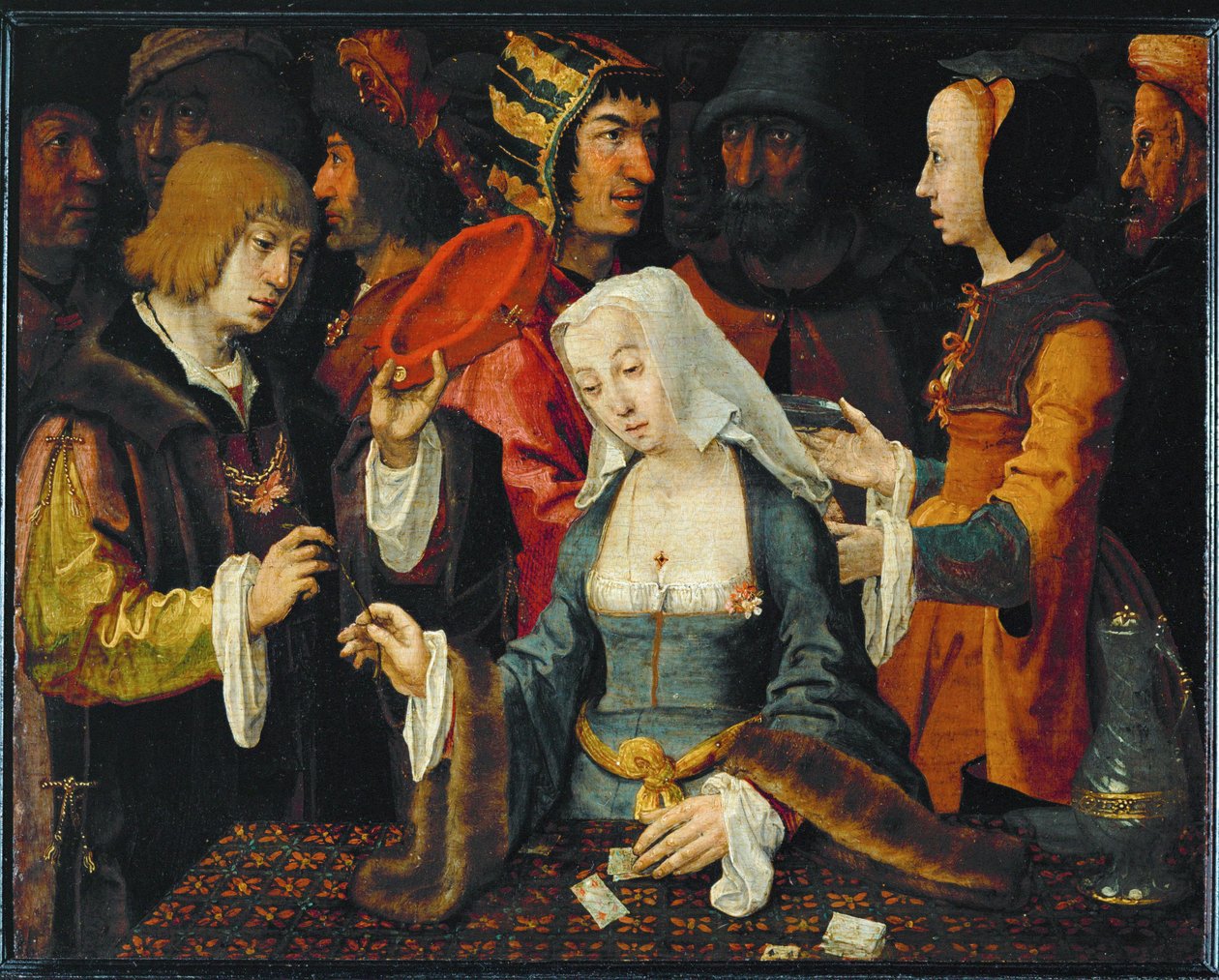 La Tireuse de cartes ... autorstwa Lucas van (studio of) Leyden