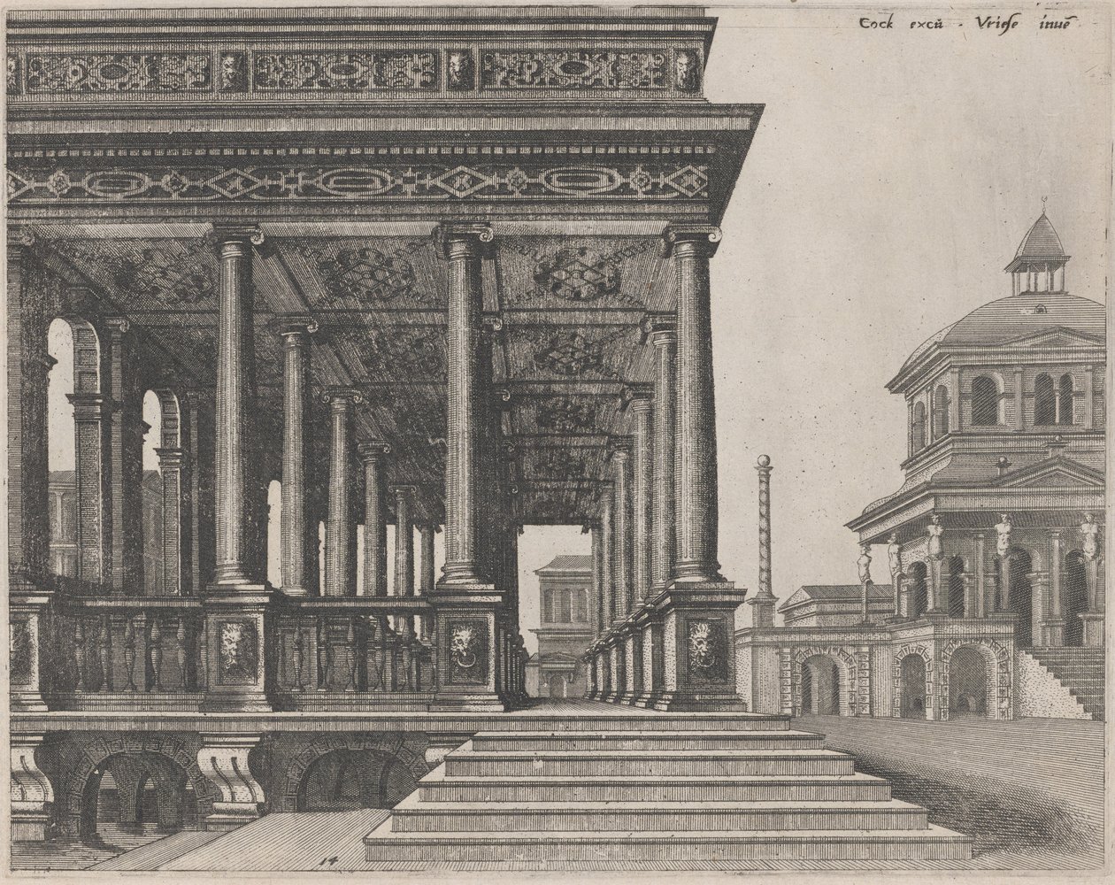Sala z kolumnami jońskimi autorstwa Lucas van Doetechum and Johannes