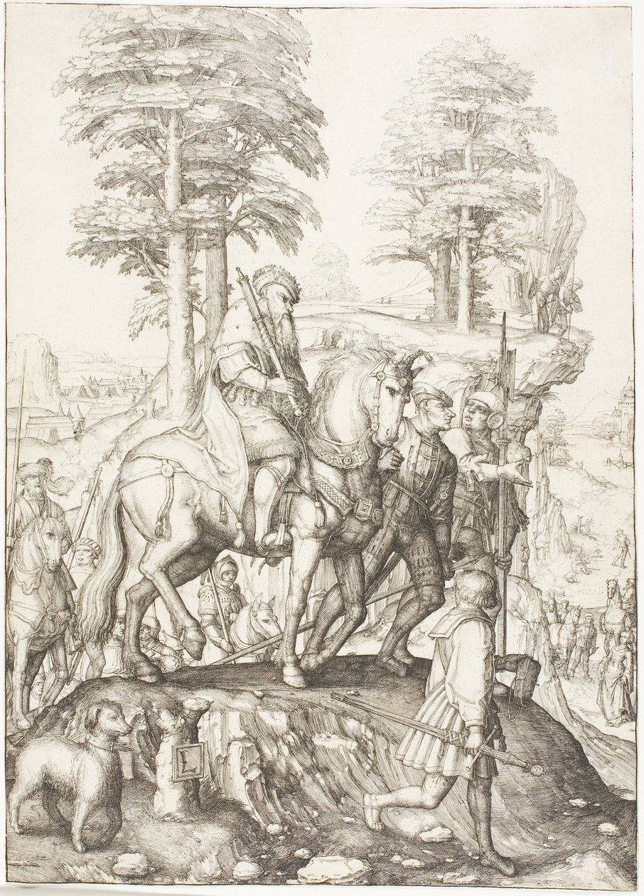 Abigail przed Davidem autorstwa Lucas van Leyden