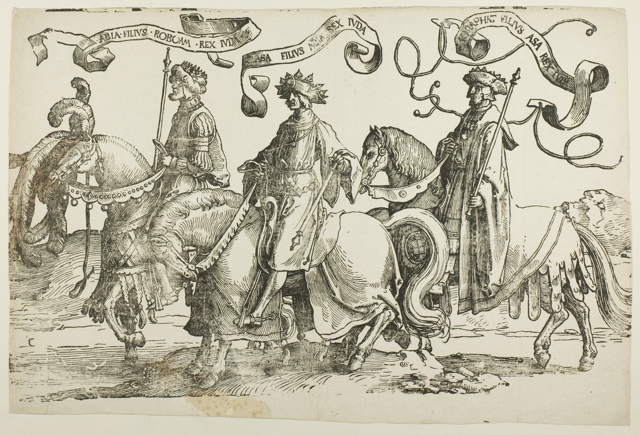 Abijasz, Asa, Jehosafat, tablica druga, z „Dwunastu królów Izraela” autorstwa Lucas van Leyden
