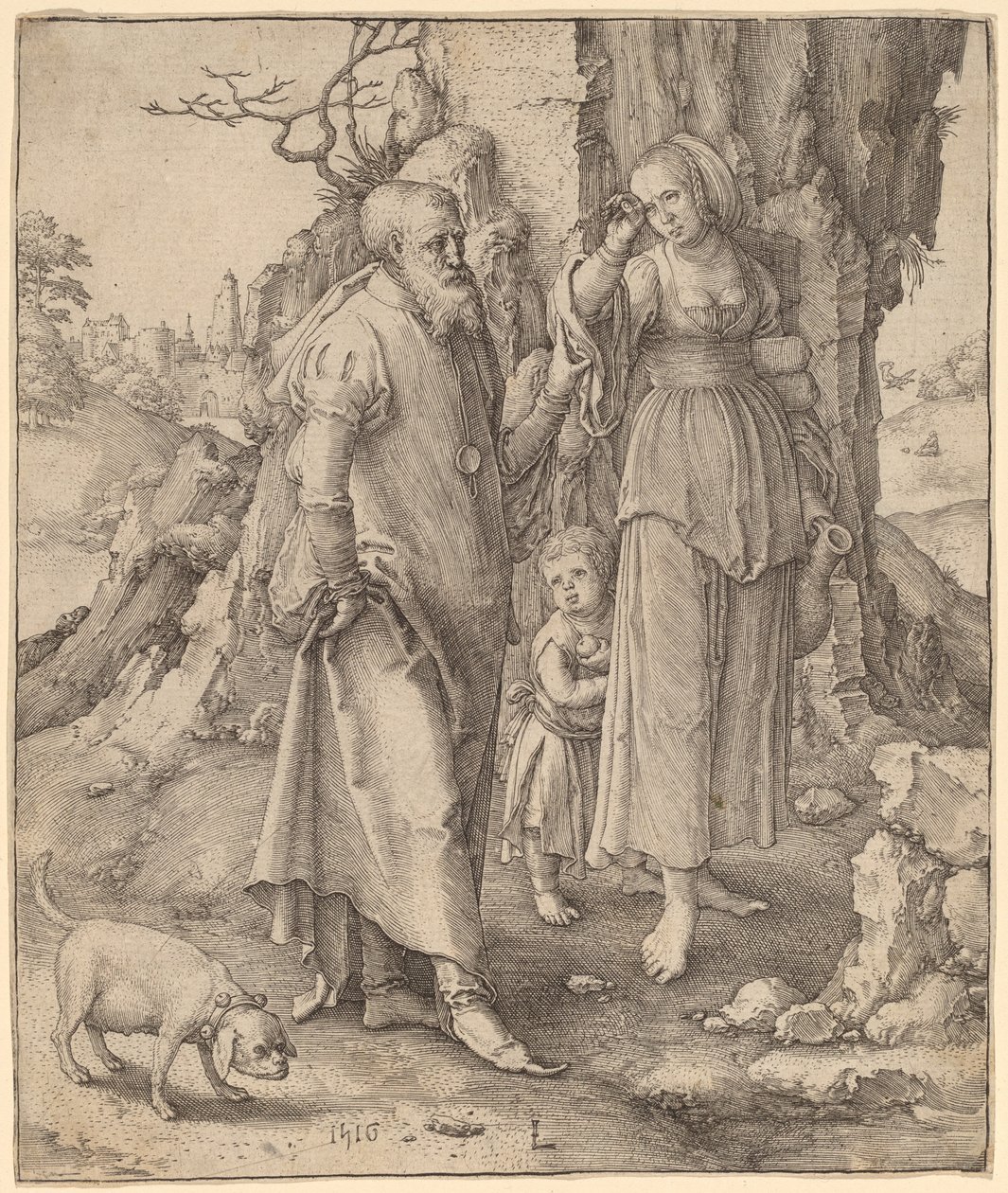 Abraham odrzuca Hagar autorstwa Lucas van Leyden