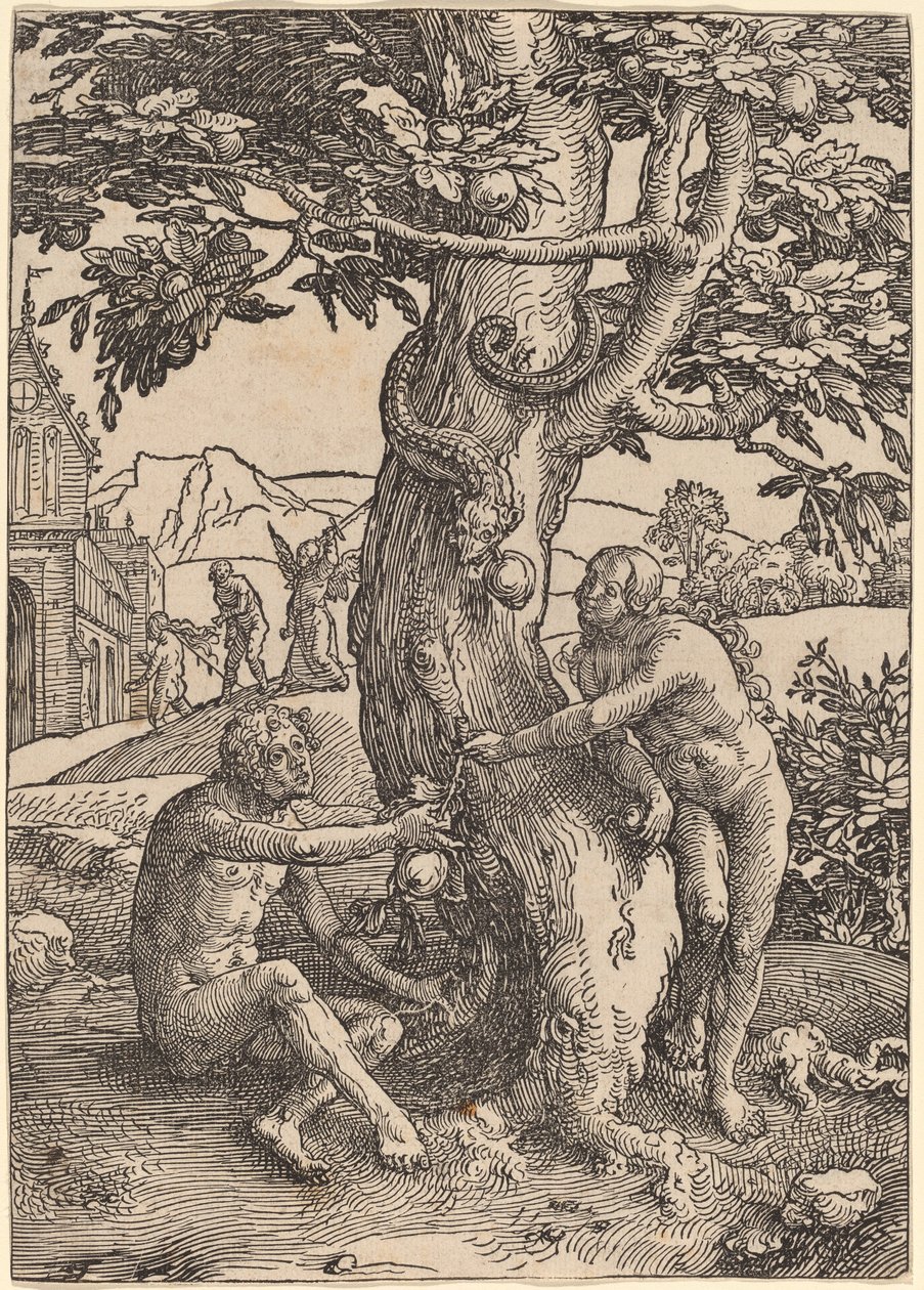 Adam i Ewa autorstwa Lucas van Leyden