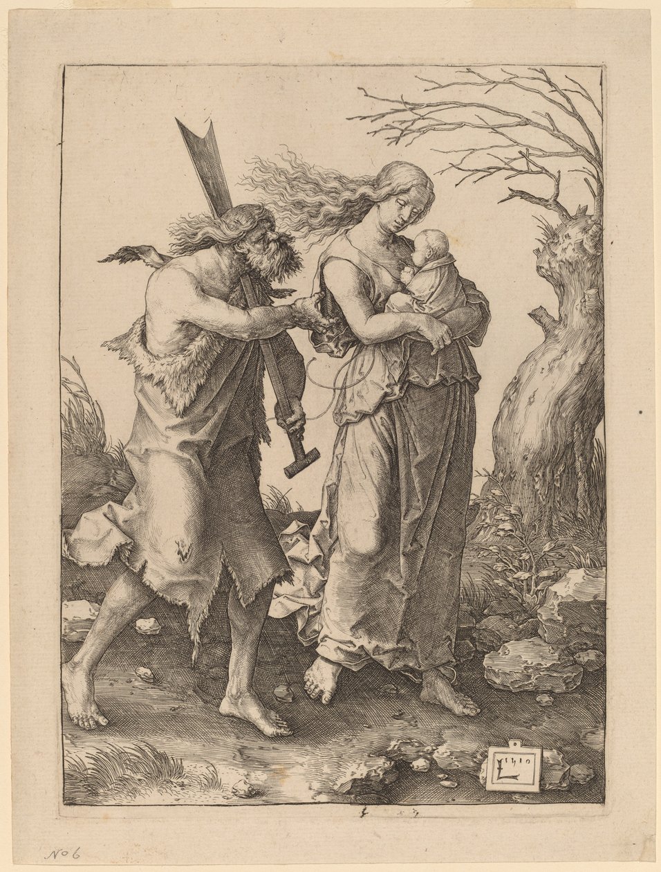 Adam i Ewa po ich wygnaniu z raju autorstwa Lucas van Leyden