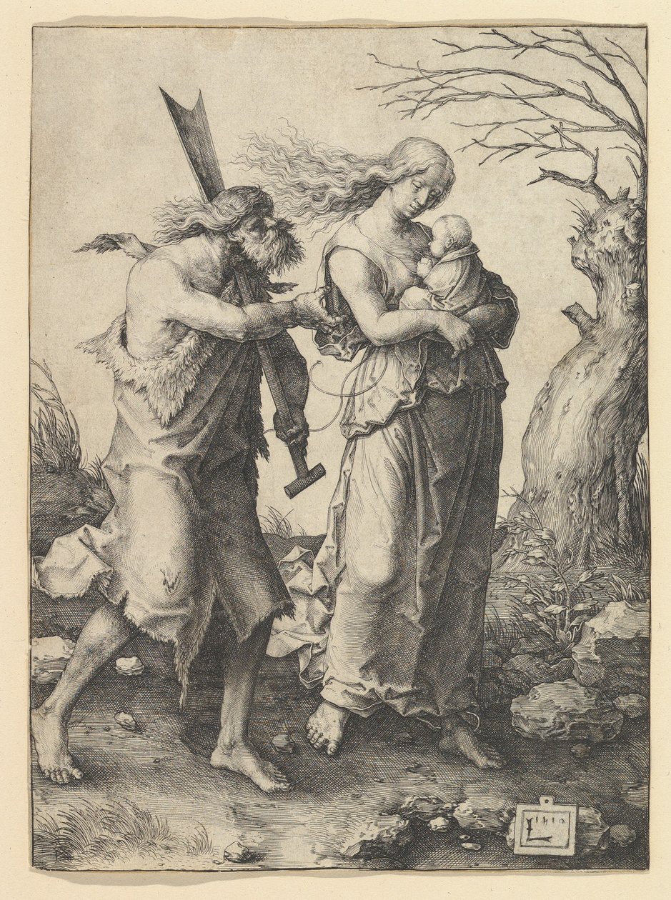 Adam i Ewa po wypędzeniu, 1510. autorstwa Lucas van Leyden
