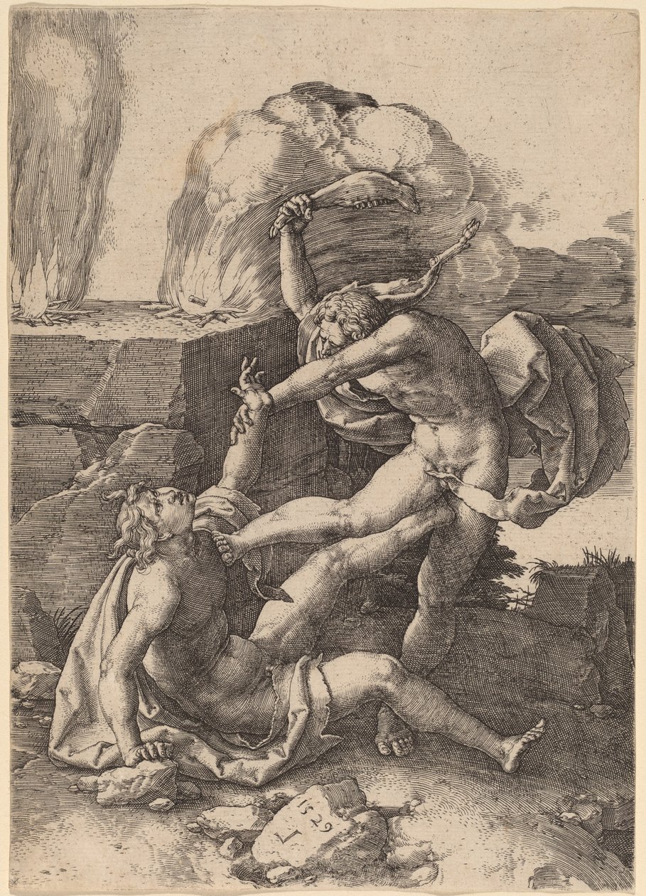 Kain zabija Abla autorstwa Lucas van Leyden