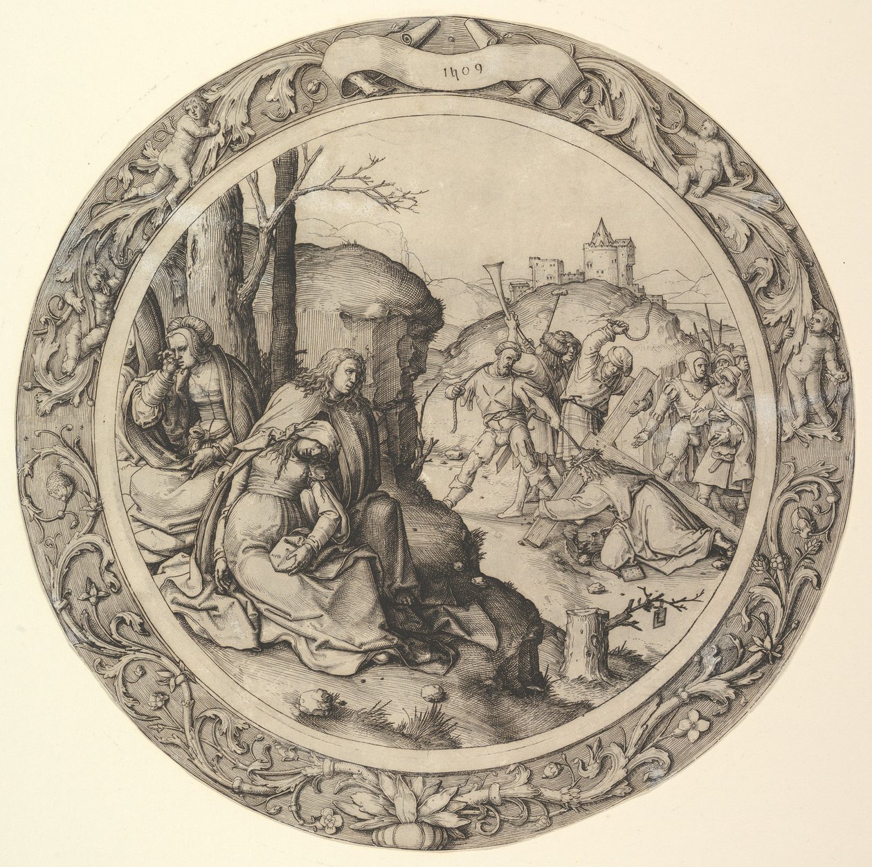 Chrystus dźwigający krzyż, z Męki Pańskiej, 1509. autorstwa Lucas van Leyden
