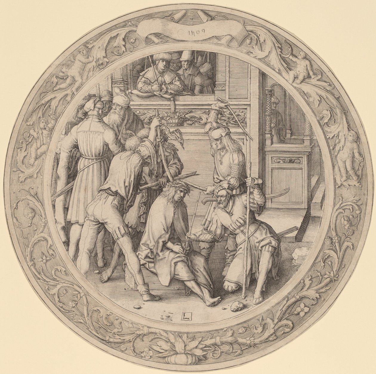 Chrystus ukoronowany cierniem autorstwa Lucas van Leyden