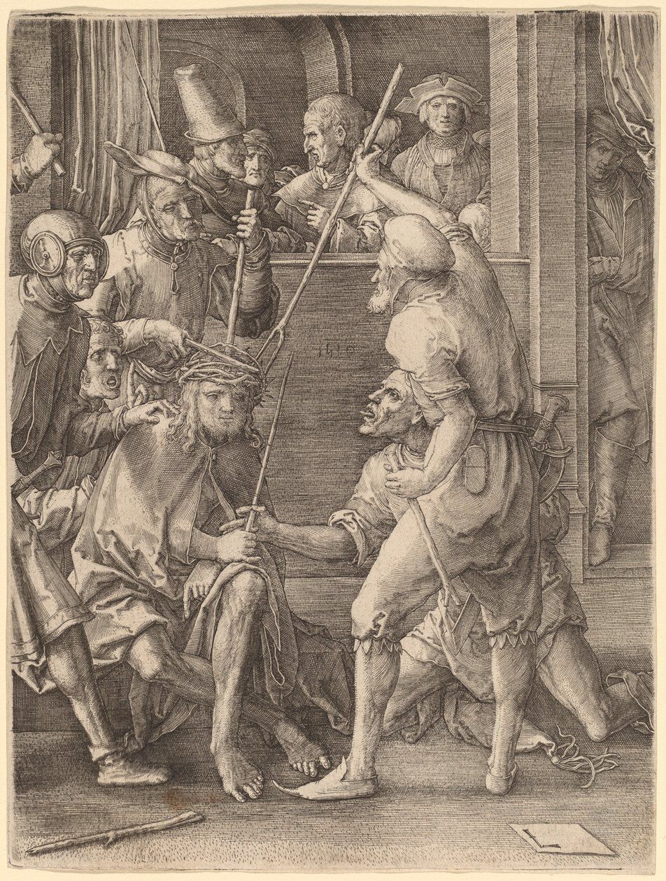 Chrystus ukoronowany cierniem autorstwa Lucas van Leyden
