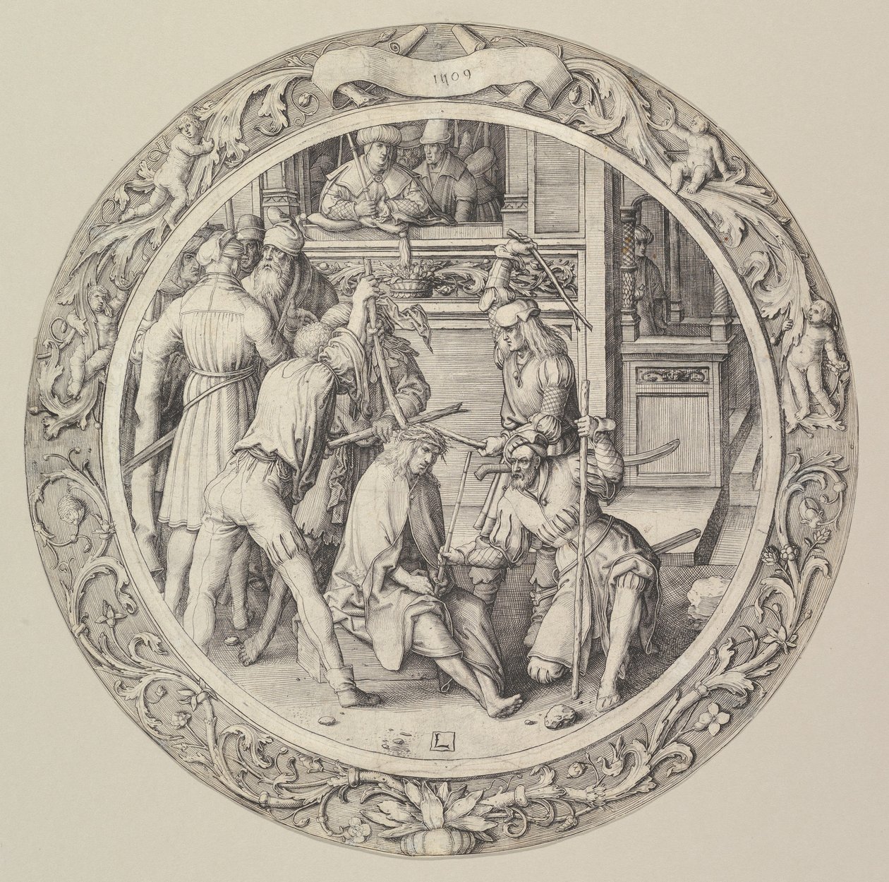Chrystus ukoronowany cierniem, z Męki Pańskiej, 1509. autorstwa Lucas van Leyden