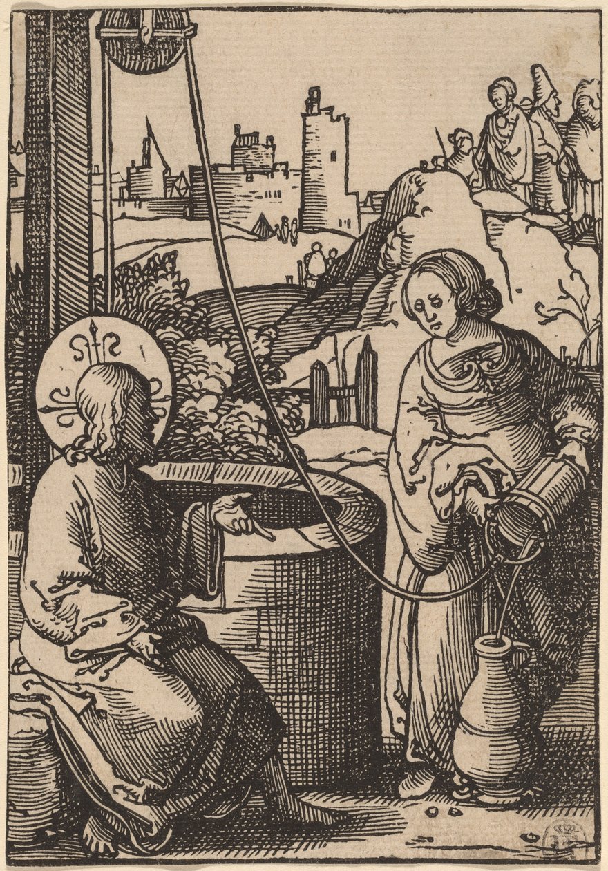 Chrystus i Niewiasta Samarii autorstwa Lucas van Leyden