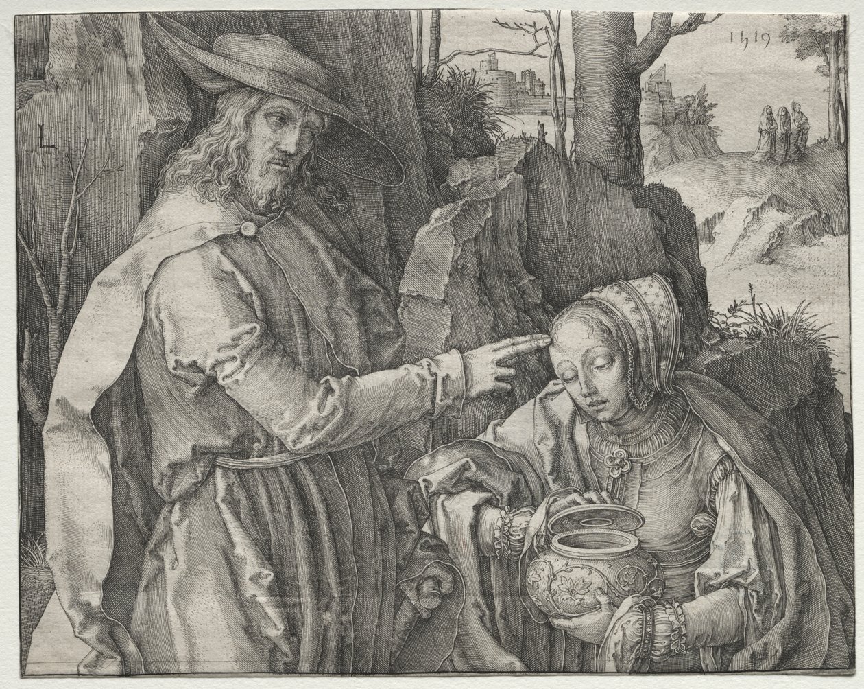Chrystus jako ogrodnik ukazujący się św. Marii Magdalenie autorstwa Lucas van Leyden