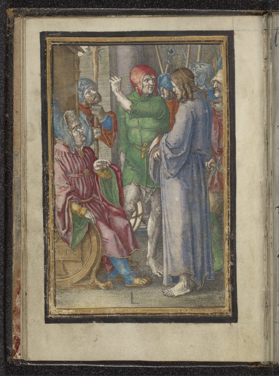 Chrystus przed Annaszem Męka Chrystusa (tytuł serii) autorstwa Lucas van Leyden