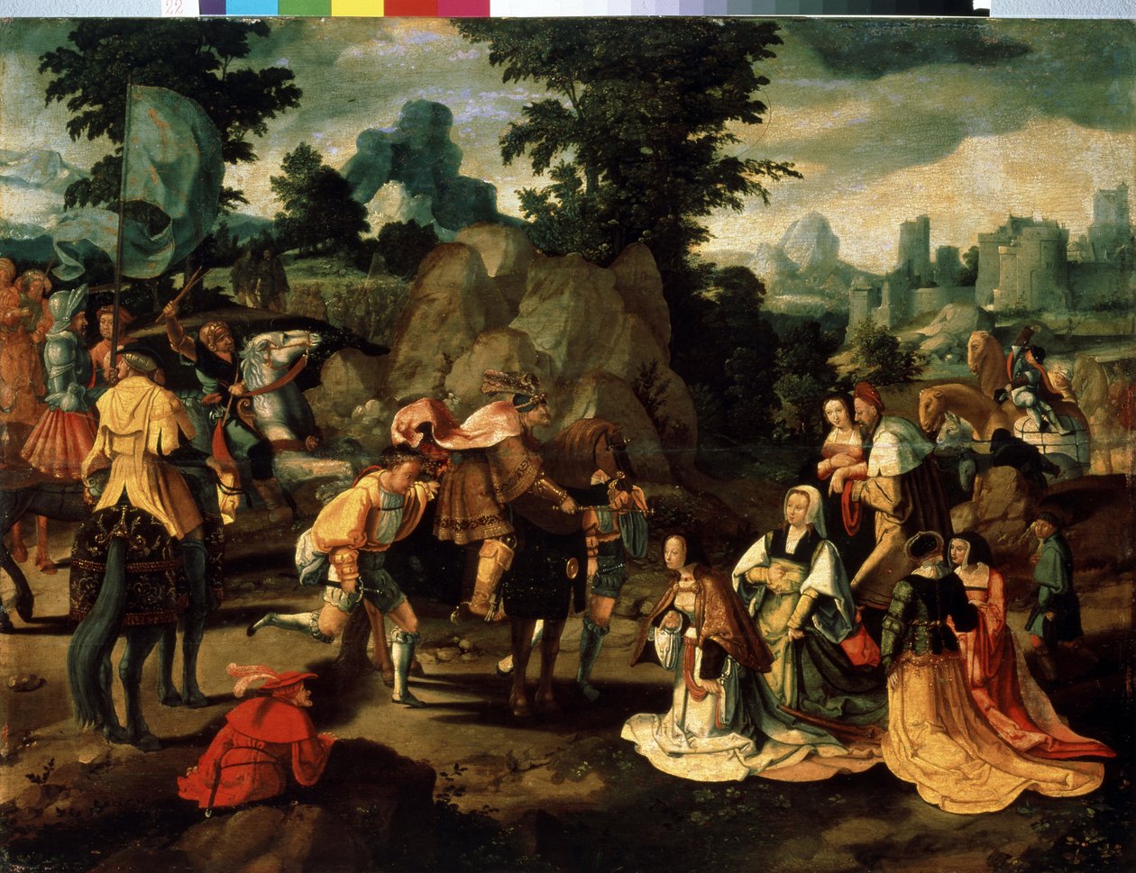 David i Abigail (Abigael, Abigail). Obraz Lucasa van Leydena (1489/94-1533). Olej na drewnie. Renesansowa sztuka nizinna. Muzeum Sztuki Zachodniej i Wschodniej, Odessa (Ukraina) autorstwa Lucas van Leyden
