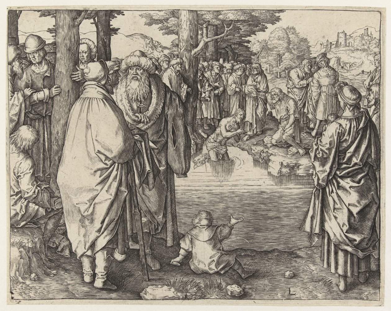 Chrzest Chrystusa w Jordanie autorstwa Lucas van Leyden