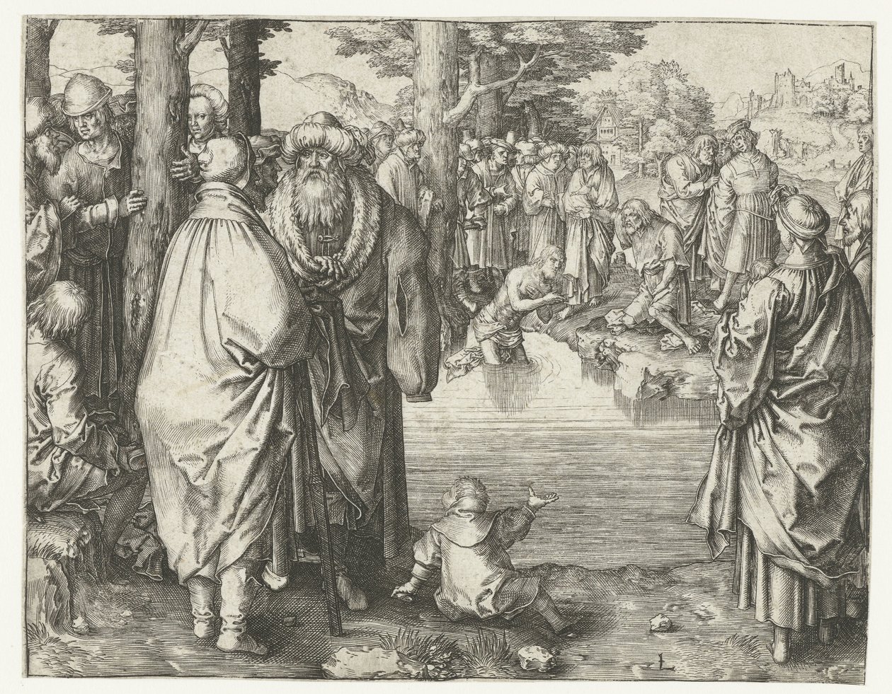 Chrzest Chrystusa w Jordanie autorstwa Lucas van Leyden