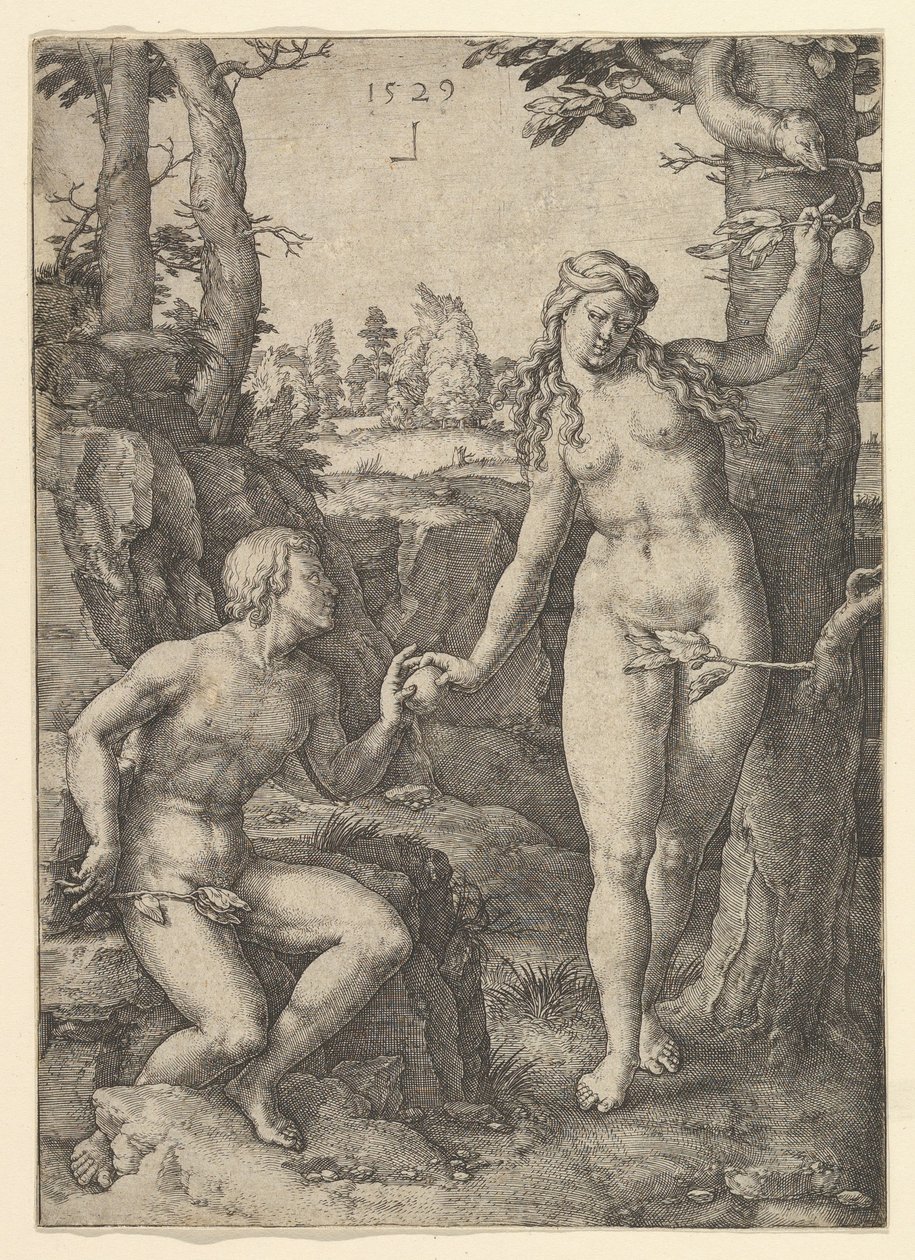 Upadek człowieka, 1529. autorstwa Lucas van Leyden