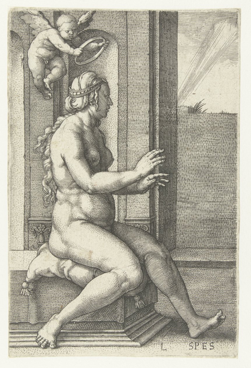 Sterta Spes (tytuł na obiekcie) Siedem cnót (tytuł serii) autorstwa Lucas van Leyden