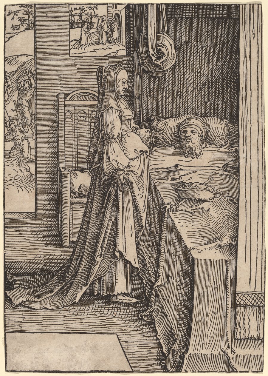 Jezebel obiecuje królowi Achabowi winnicę Nabota autorstwa Lucas van Leyden