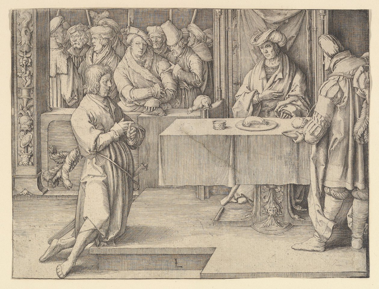 Józef interpretujący sny faraonów, 1512. autorstwa Lucas van Leyden