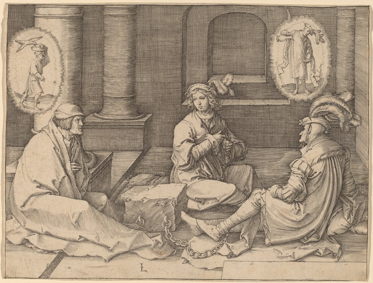 Józef interpretuje sny w więzieniu autorstwa Lucas van Leyden