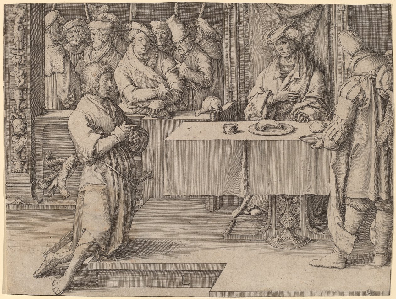Józef interpretuje sny faraona autorstwa Lucas van Leyden