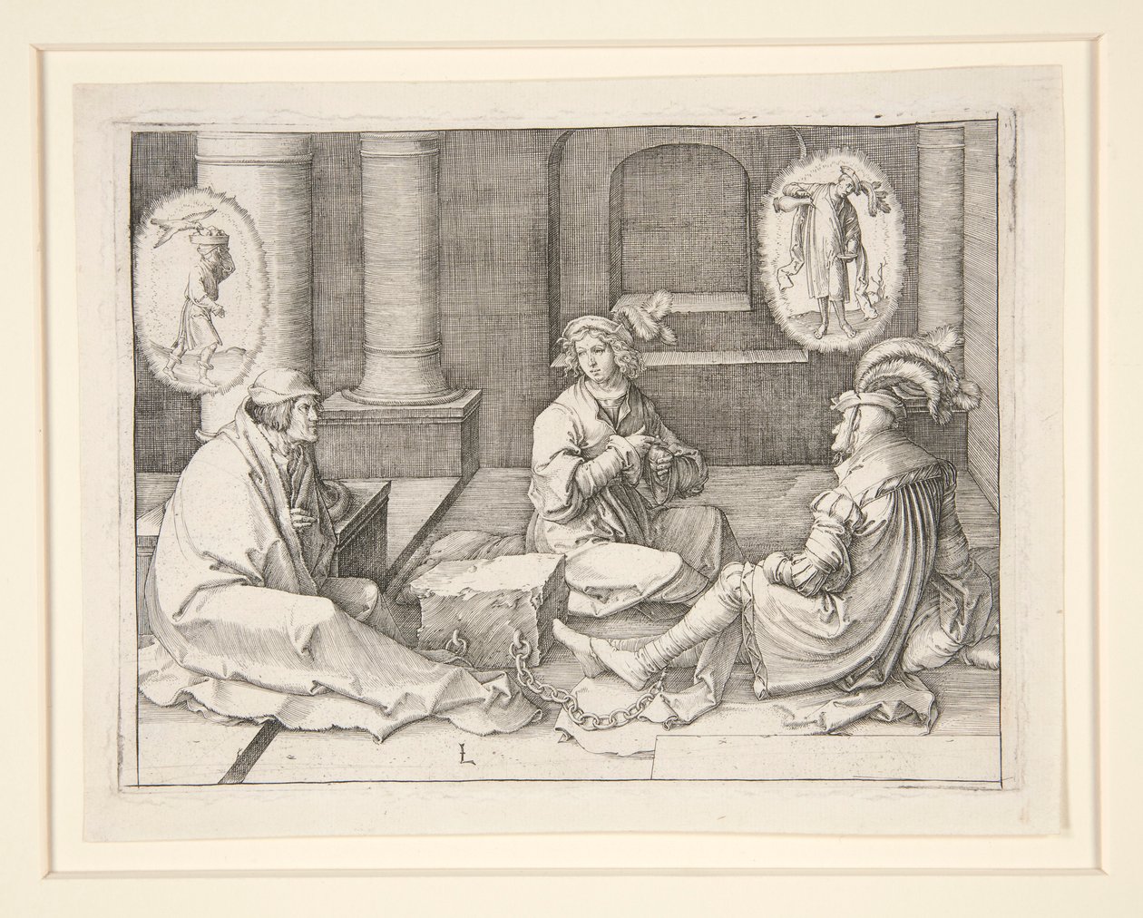 Józef tłumaczy sny w więzieniu (Rdz 40:5-19) autorstwa Lucas van Leyden