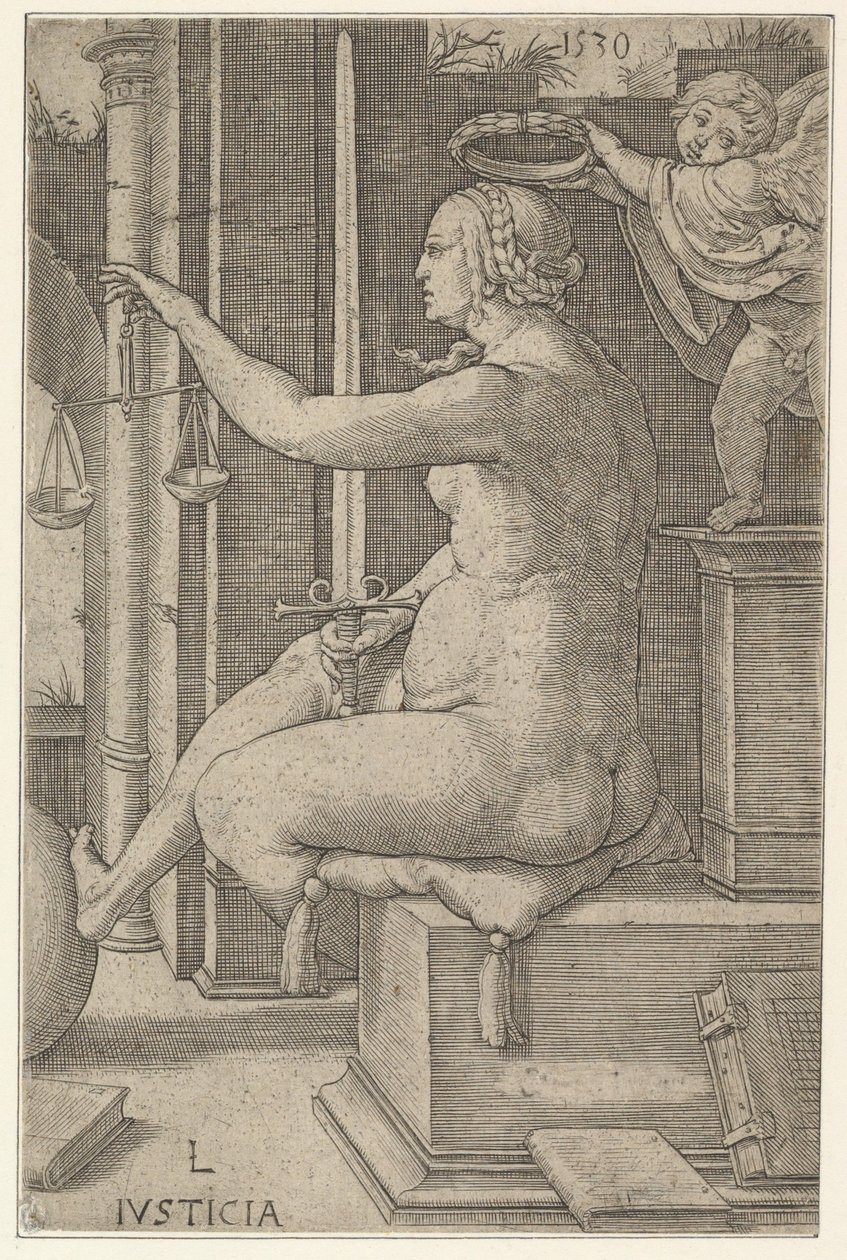 Sprawiedliwość z cyklu Cnoty, 1530. autorstwa Lucas van Leyden
