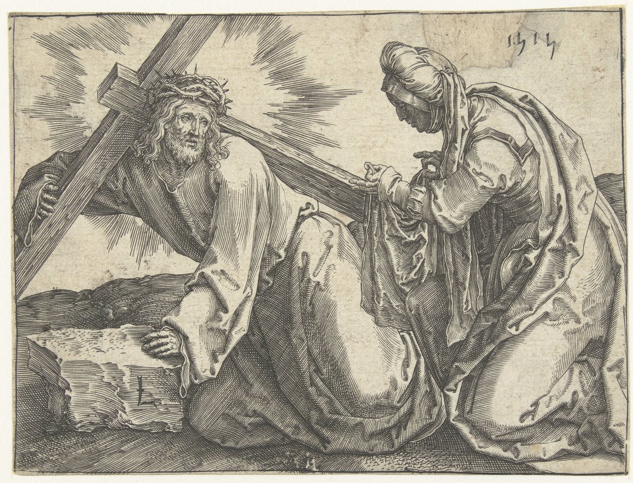 Niesienie krzyża autorstwa Lucas van Leyden