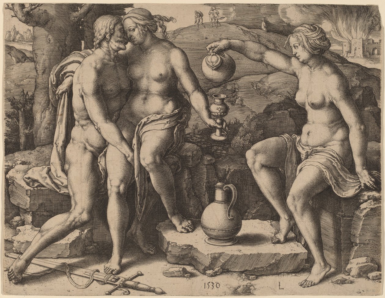 Lot i jego córki autorstwa Lucas van Leyden