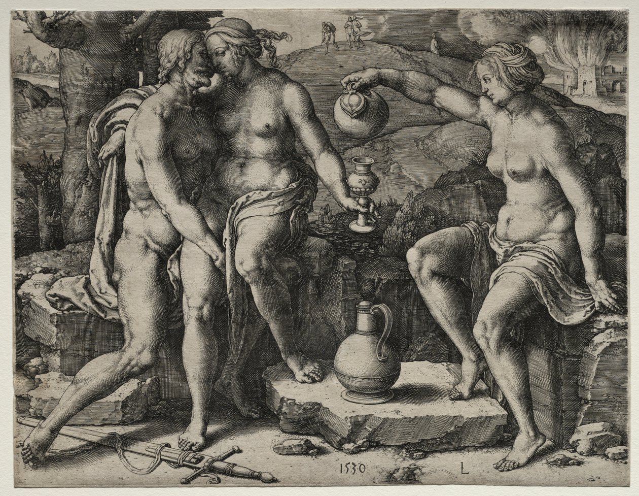 Lot i jego córki autorstwa Lucas van Leyden