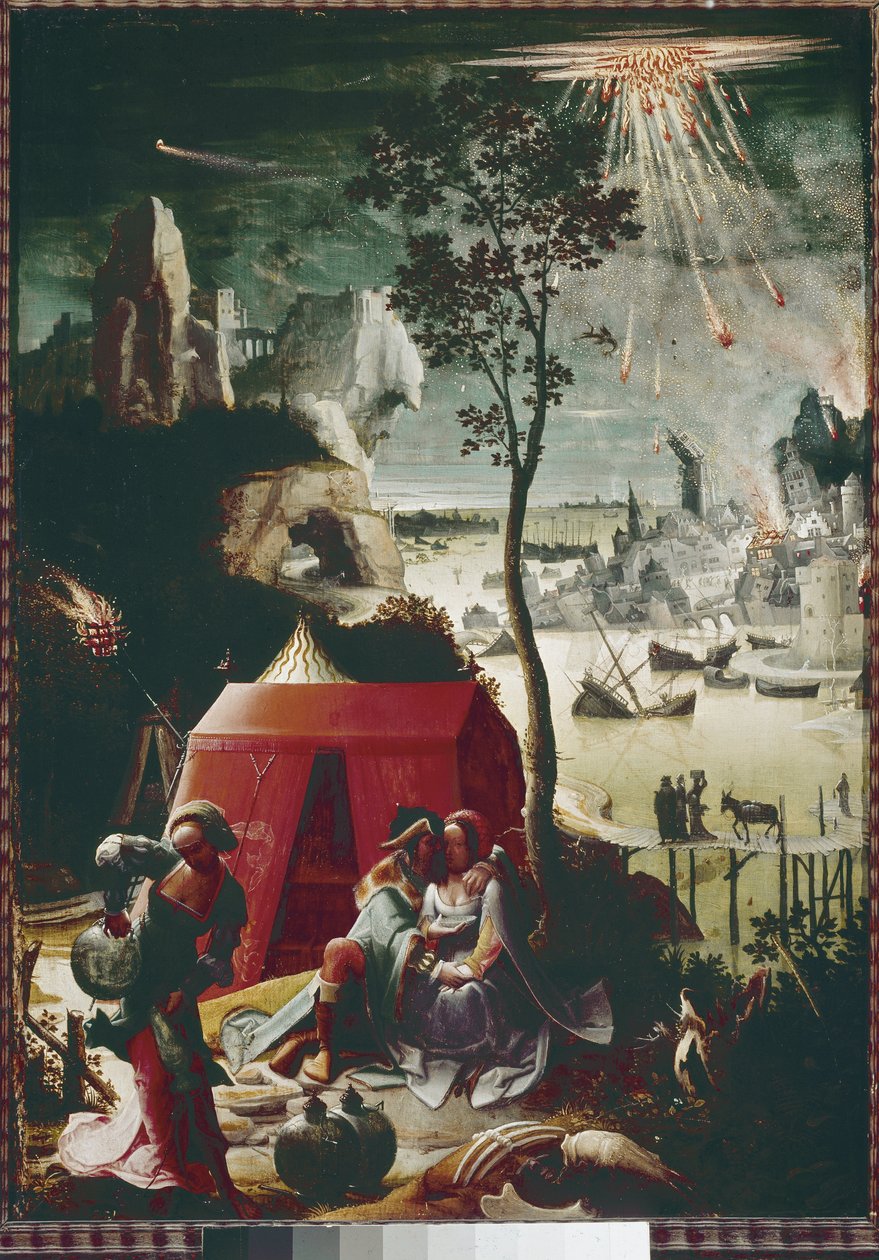 Lot i jego córki (olej na desce, ok. 1517) autorstwa Lucas van Leyden