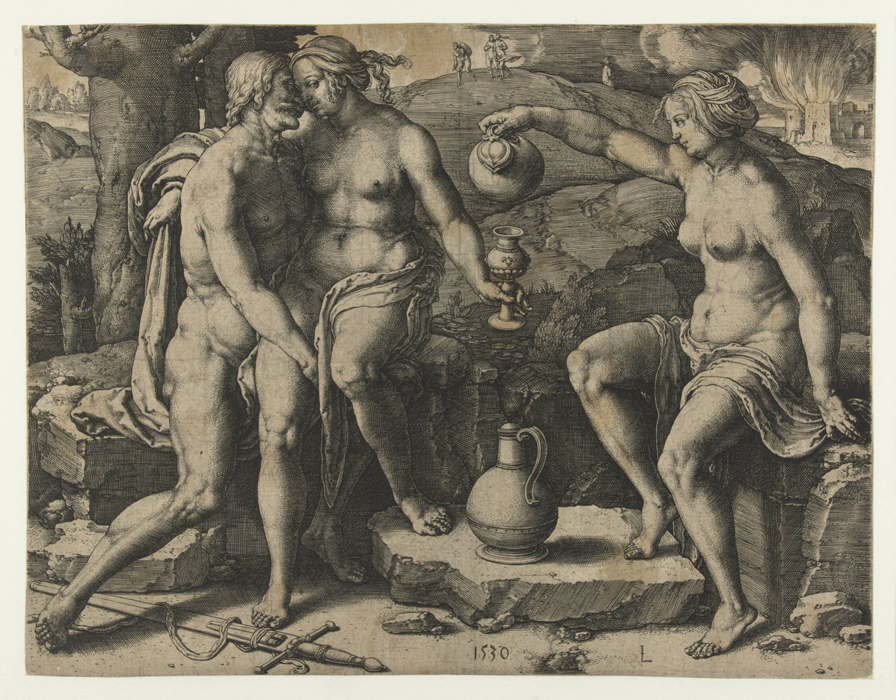 Lot i jego córki autorstwa Lucas van Leyden